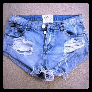 Oneteaspoon distressed ripped jean short